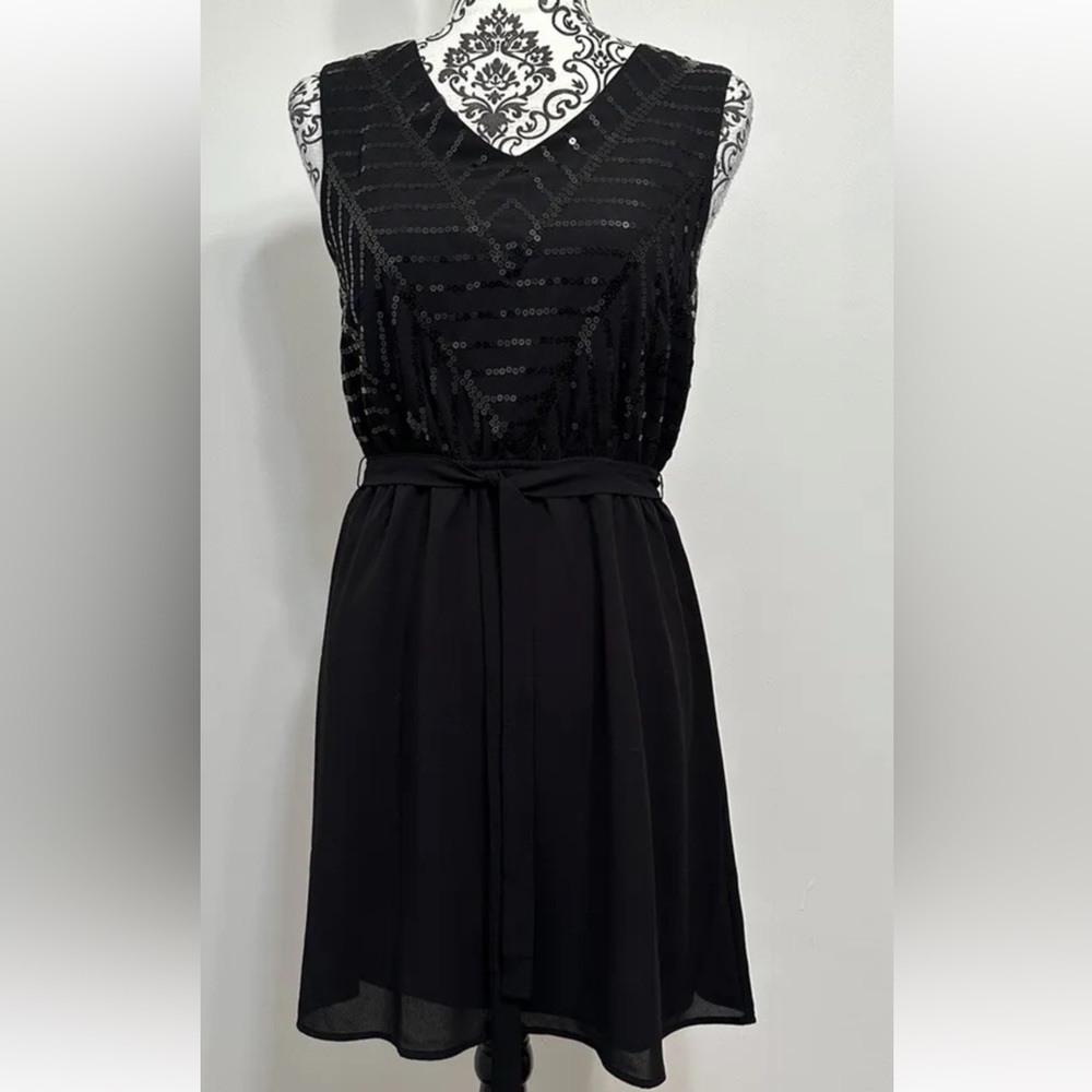 Esley Women Black Sequin Sleeveless Mini Dress Size Small.